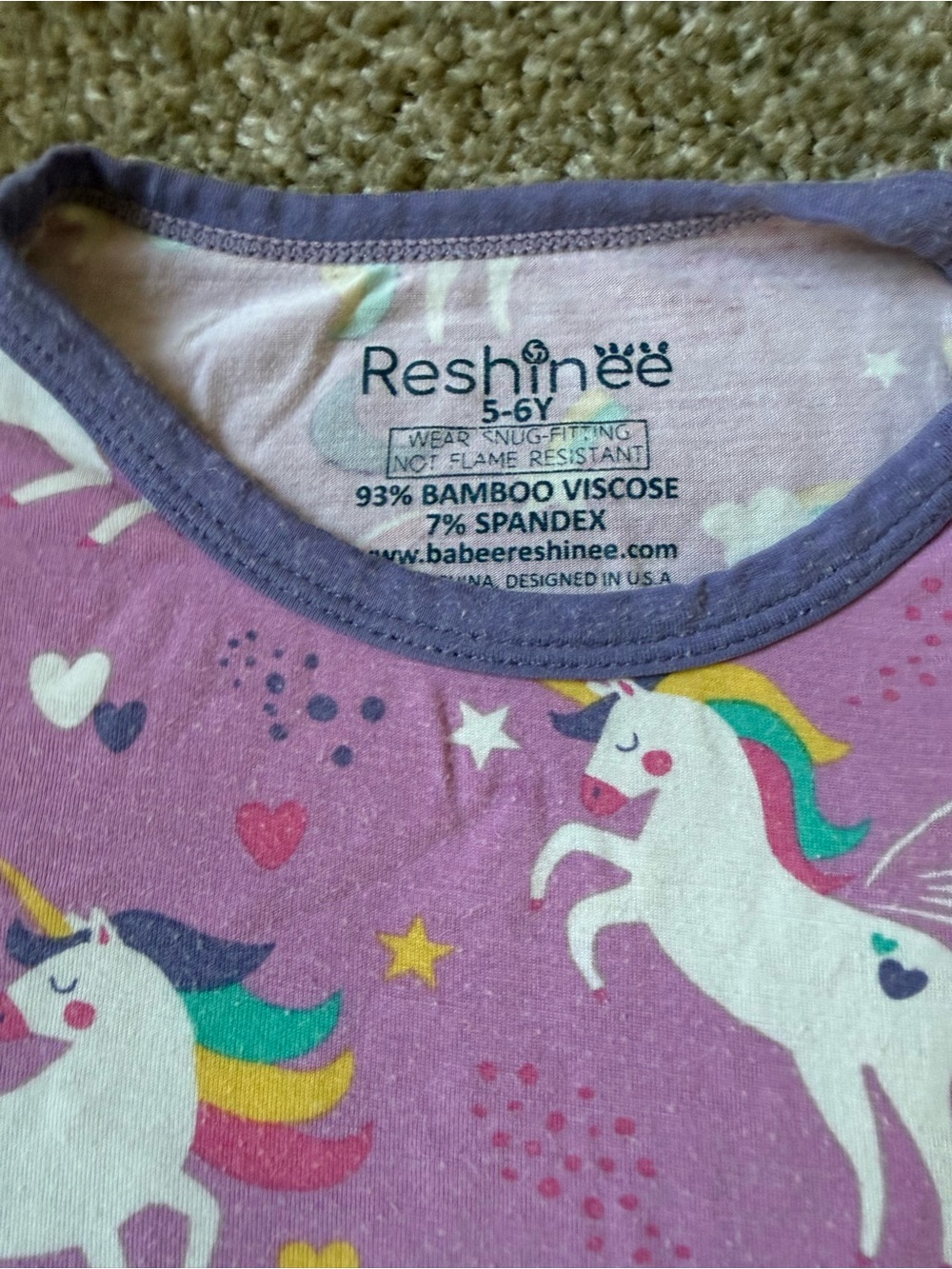 Set of 2 Unicorn Bamboo Viscose Pajamas (5-6y) - Picture 4 of 6